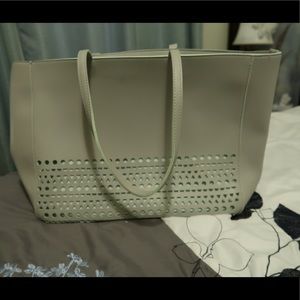 Bath & Body Works Grey and Mint Hello tote with pouch